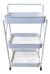 Carro Organizador Metal Blanco Plegable 3 Estantes Ruedas Cs Blanco