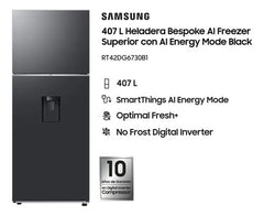 Heladera Samsung Rt42 Inverter 407 L Black Dispenser Black Doi