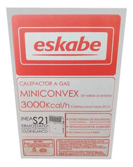 Calefactor A Gas Sin Salida Miniconvex Eskabe 3000kc S21 Mx3 Blanco