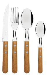 Set 24 Piezas Cubiertos Tramontina Dynamic Mango Madera Marrón