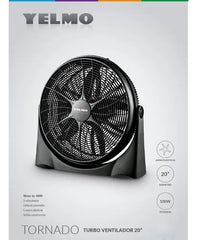 Ventilador Turbo Yelmo Tornado 20 Pulgadas 100w 3 Velocidades Negro 20 Cm 50 Hz Plástico Abs 5