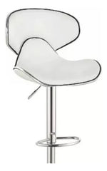 2 Banquetas Altas Tm Bs061 Blancas Tapizado Cuero Ecológico Altura Regulable Blanco Blanco