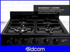 Cocina Escorial Master Style Multigas Color Negro Con Puerta