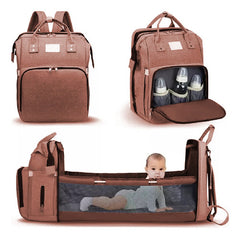 Mochila Maternal Multifunción Cuna Cambiador Para Bebe Rosa Rosa Liso
