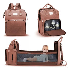 Mochila Maternal Multifunción Cuna Cambiador Para Bebe Rosa Rosa Liso