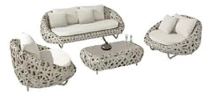 Juego De Sillones Mesita Living Jardin Exterior Ratan Curl Gris Curl