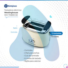 Tostadora Westinghouse Wh-tm800-02 6 Niveles 2 Rodajas Blanco