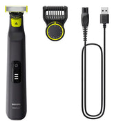 Afeitadora Philips Oneblade Pro Qp6532/10 - Peine Ajustable Con 12 Longitudes, 90 Min De Uso Continuo Y 100% A Prueba De Agua Negro