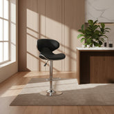 Banqueta Alta Taburete Tapizado Desayunador Respaldo Negro - Negro