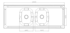 Mesada Doble Bacha Central Acero 140cm Delos Duranox 430 Cts