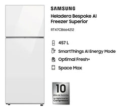 Heladera Con Freezer Inverter Samsung Bespoke Rt47cb664212b3 Color Clean White Con Capacidad De 457l