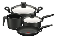 Set 6 Piezas Cacerolas Tefal Pratika Antiadherente Negro