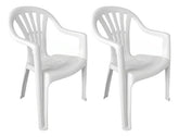 2 Sillas Plasticas Apilables Interiores Exteriores Tm H:100k Blanco Lisa