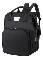 Mochila Maternal Multifunción Cuna Cambiador Para Bebe Negro Negro Liso