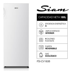 Freezer Cíclico Vertical Siam Fsi-cv180b De 166lts Blanco