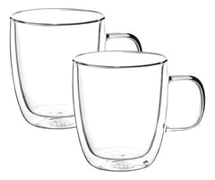 Taza Vidrio Café Doble Pared Con Asa 2 Unidades Carol 350cc Vidrio Doble Asa