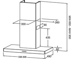 Campana Cocina Extractor Pared Touch Spar Stilo Pro 90 Acero