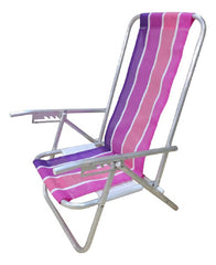 Reposera Playa Camping Aluminio Botafogo Violeta Rayada 5 P Violeta
