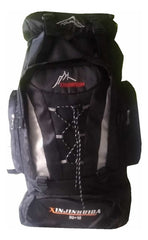 Mochila Camping Trekking 90l Negra Mochilera Tela Oxford Bolsillos Negro Sintético