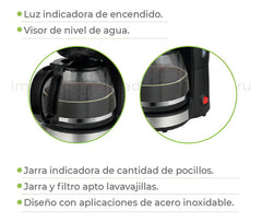 Cafetera Electrica Whitenblack Acwb01 1,25lt Color Negro