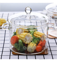 Olla De Vidrio Transparente Con Tapa Coccion 3l Tm 12122 Blanco