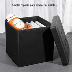 Puff Baulera Plegable Tm Guardado Capitone 38x38 Negro Negro