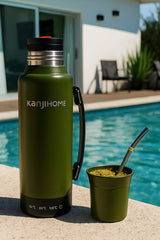 Termo Eléctrico T-mate 1 Litro Tapa Mate Y Bombilla Color Verde Kanjihome