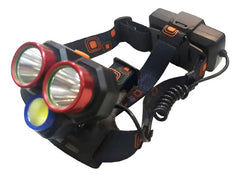 Linterna Minero Vincha De Cabeza Led Usb Bateria 3 Luces Cts Blanco Negro