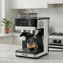 Cafetera Eléctrica Digital Semiautomática Yelmo Ce5125 20 Bares Negro Café En Granos Y Café Molido 20 Bares
