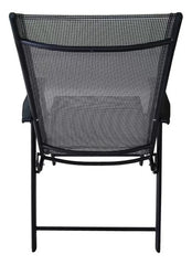 Combo 4 Sillas Plegable Jardin Ratan 1 Mesa 80cm Vidrio Caño Negro Lisa