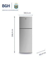Heladera Inverter Top Mount No Frost Bgh Brt330i1a 338lts Gris