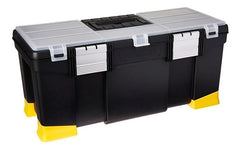 Caja Plástica Con Bandeja Cierres De Aluminio 22 (558.8mm) Stanley 22-080 Negro Y Amarillo