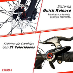 Bicicleta Mountain Bike Randers Bke-2129 Tamaño Del Cuadro M Color Azul/negro