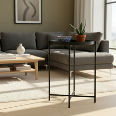 Mesa Ratona Mesa De Arrime De Luz Metal Negra Vivendi Negro