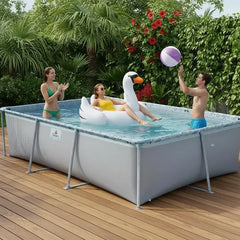 Pileta De Lona Tiburoncito N7 300x200x70cm Cap 4200l Gris Lisa