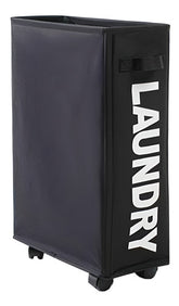 Cesto De Ropa Sucia Con Ruedas Plegable Compacto Rectángular Negro