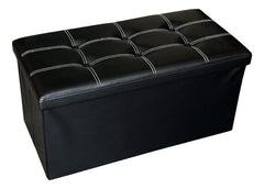 Puff Doble Baulera Plegable Guardado De 76x38cm Negro