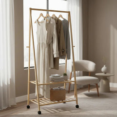 Organizador Bambu Estanterias Perchero Variables De Altura Marrón