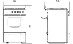 Cocina A Gas Longvie 13331gf 56cm Grafito Cajón Parrilla Grafito
