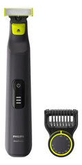 Afeitadora Philips Oneblade Pro Qp6532/10 - Peine Ajustable Con 12 Longitudes, 90 Min De Uso Continuo Y 100% A Prueba De Agua Negro