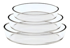 Juego De 3 Asaderas Bandejas Ovaladas Vidrio Templado Color Transparente
