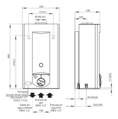 Calefón De Gas Natural Volcan 315kav De 14l Blanco Gn