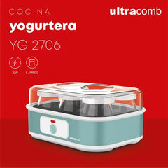 Yogurtera Ultracomb Yg-2706 6 Jarros Vidrio 1080ml 20w Celeste