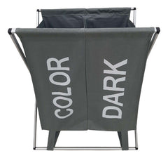 Cesto Organizador Para Ropa Sucia Plegable De 2 Divisiones Gris