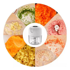 Mini Picadora Electrica Procesadora Alimentos Portatil Usb Blanco