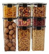 Set X 8 Contenedores Herméticos Apilables Plasticos Vivendi Negro