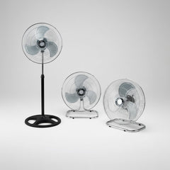 Ventilador Pie Pared Piso Kanji Kjh1811 3en1 C/ 3palas Metal 18 Cm Negro Metálico Metal 3