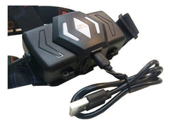 Linterna Minero Vincha De Cabeza Led Usb Bateria 1 Luz Cts Blanco Negro