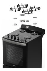 Cocina Multigas Atma Ccmo56n Mesada Vidrio Templado 56cm Negro