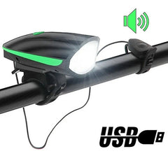 Luz Led Frontal Para Bicicleta Recargable De 250 Lumens Color Verde